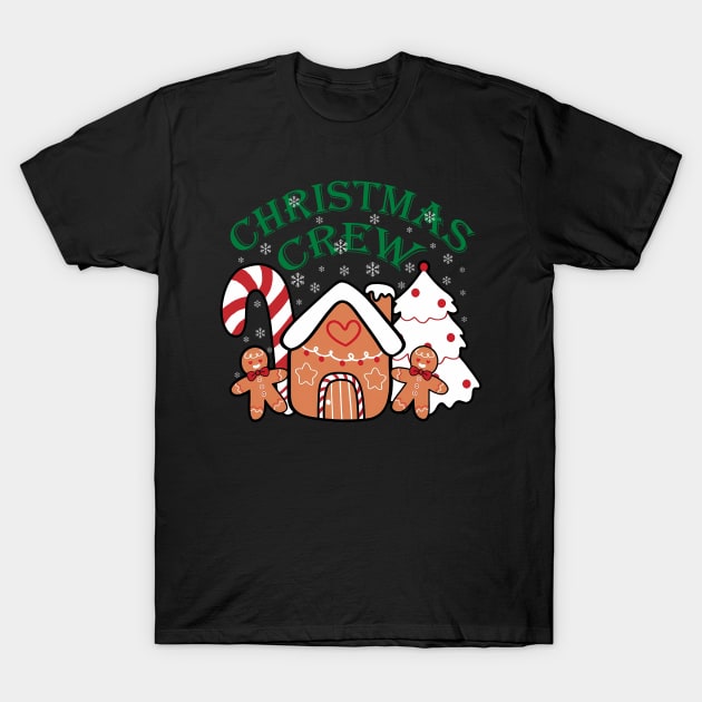 Gingerbread House Christmas Crew Candy Cane Xmas T-Shirt by Tuyetle